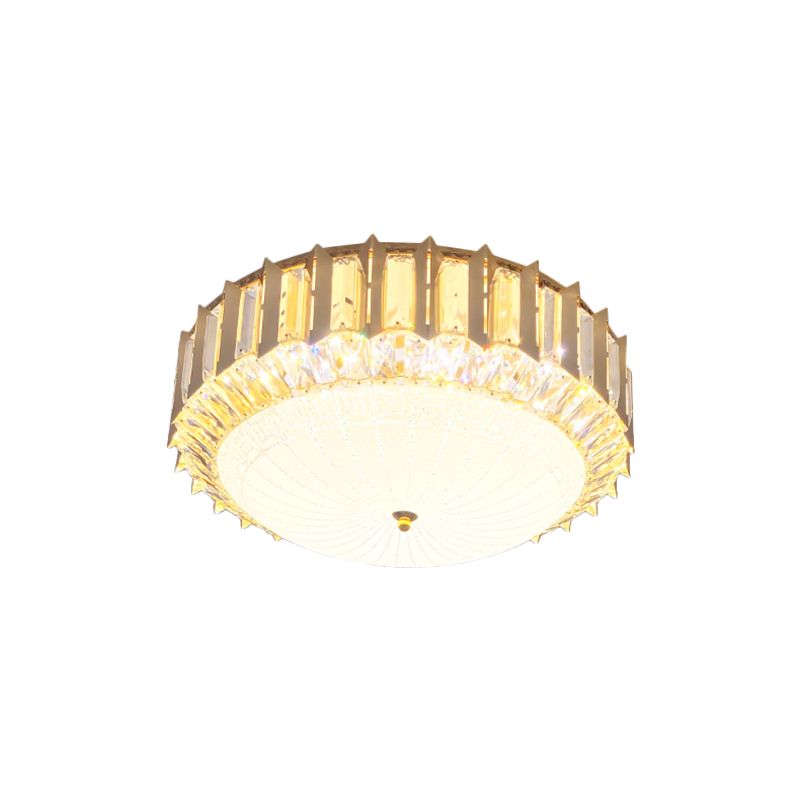 Clear Crystal Bowl Ceiling Fixture Contemporary LED Gold Flush Mount Lighting for Bedroom