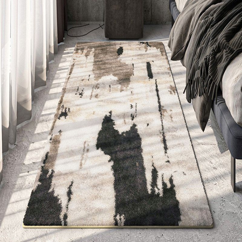 Chic Modern Rug Grey Polyester Area Carpet Anti-Slip Washable Area Rug for Bedroom
