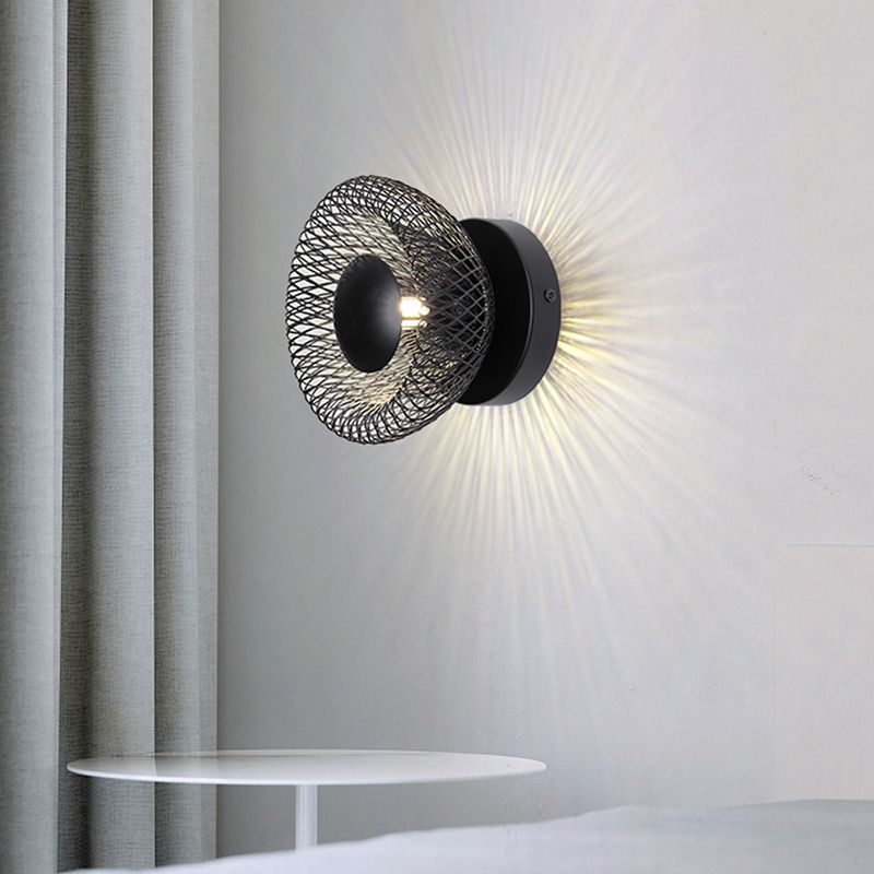 Contemporary Wall Lamp Black Metal Sconce Lighting for Bedroom