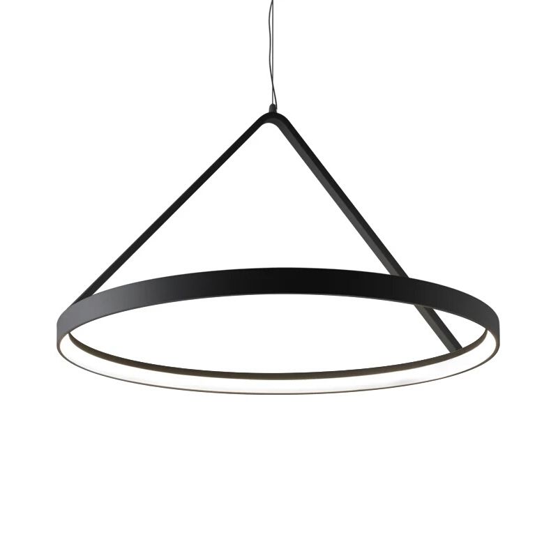 Round Pendant Light Minimalist Acrylic 16"/19.5"23.5" Wide LED Black/White Ceiling Lighting Fixture
