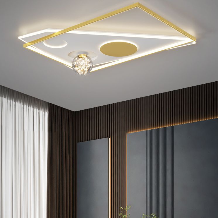 Modern Luxury Style Spherical Flush Mount Ceiling Light Fixtures Glass Flushmount Lighting in Gold Finish