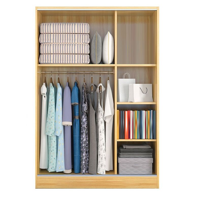 Contemporary Style Wardrobe Wood 2 Doors Wardrobe Closet for Bedroom