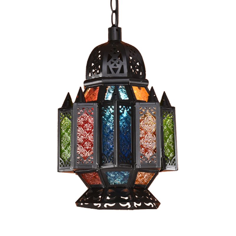 1 lampadina in metallo giù illuminazione antica urna nera soggiorno lampada sospensione