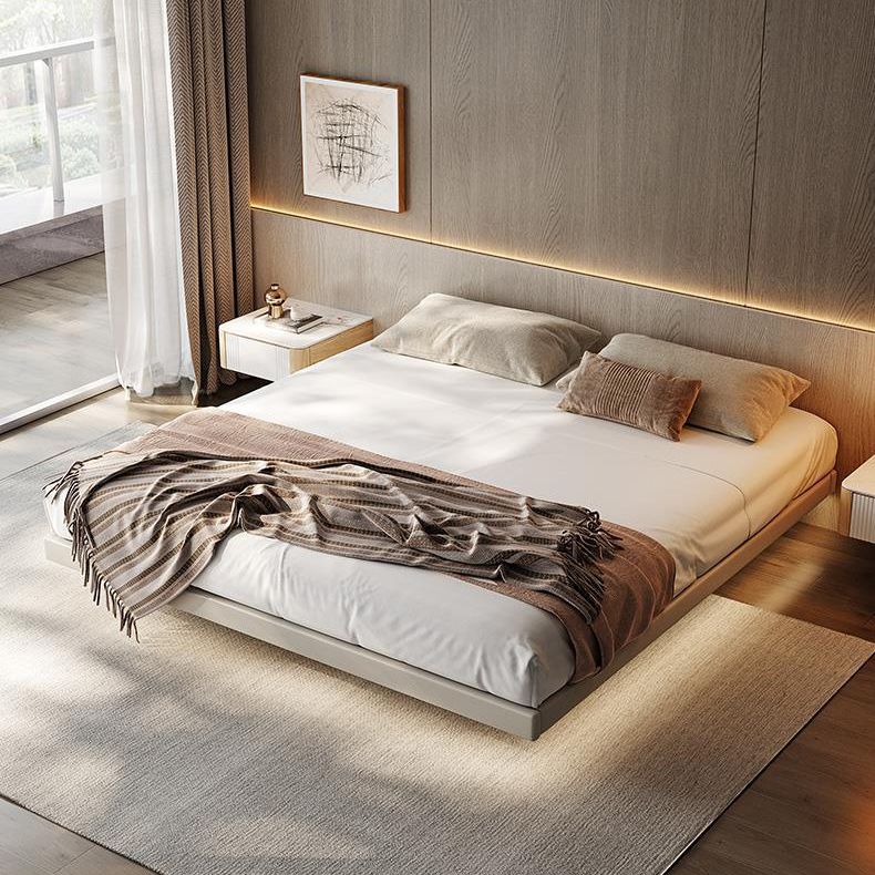 Beige Platform Bed Contemporary Platform Bed Frame Wood and Upholstered