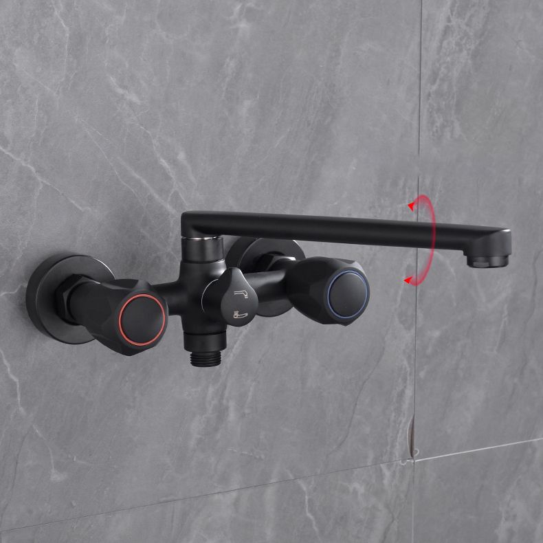 Modern Tub Faucet Trim Black Wall Mounted Swivel Spout with Handheld Shower