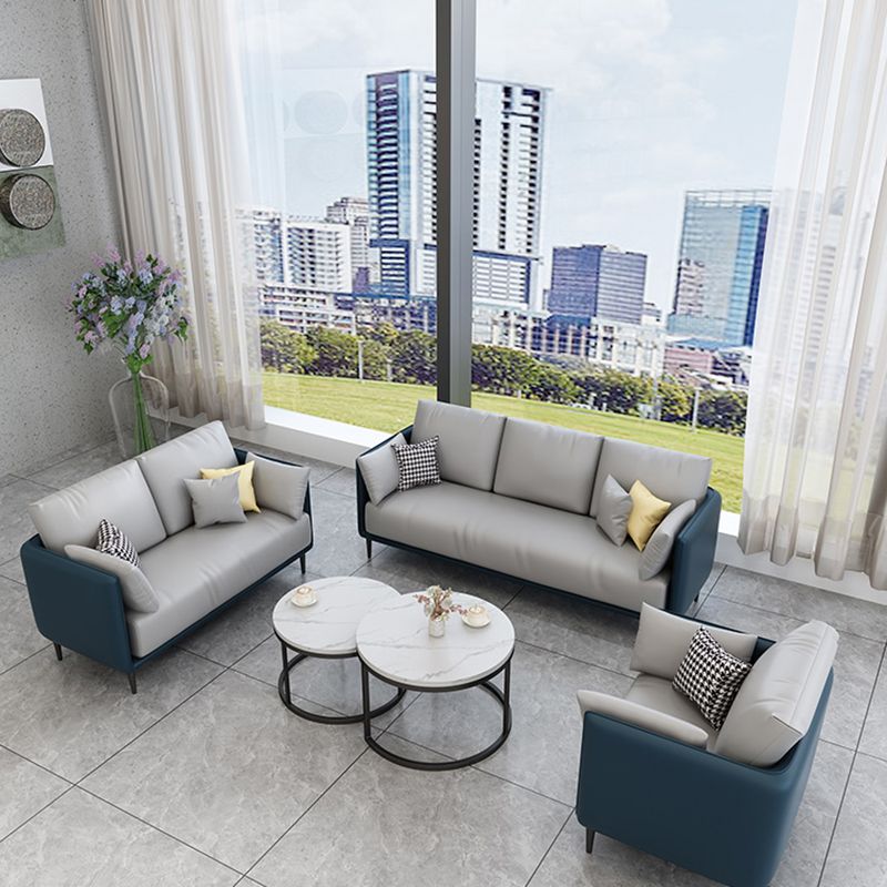 27.55" W Genuine Leather Modern Square Arm Sofa for Restaurant