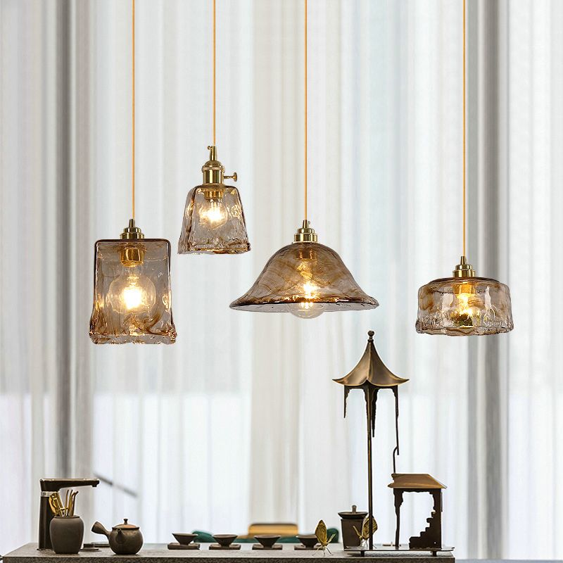 1 lumière géométrique léger pendentif moderne de verre simple de verre de verre pour le restaurant