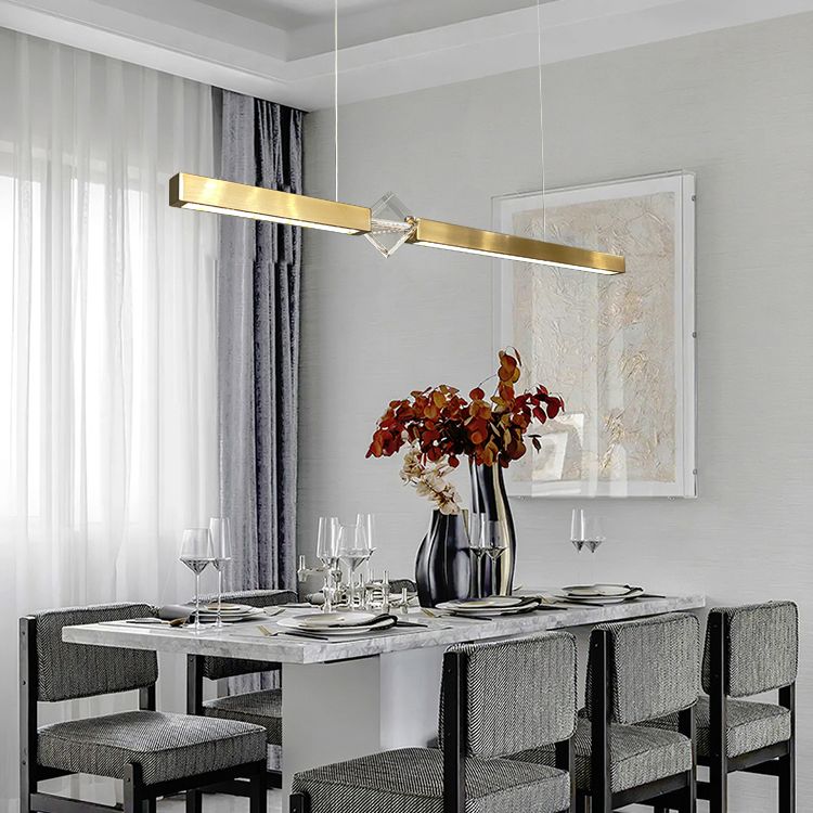 Dining Room Modern Island Lighting LED Linear Metal Pendant Light with 1 Light