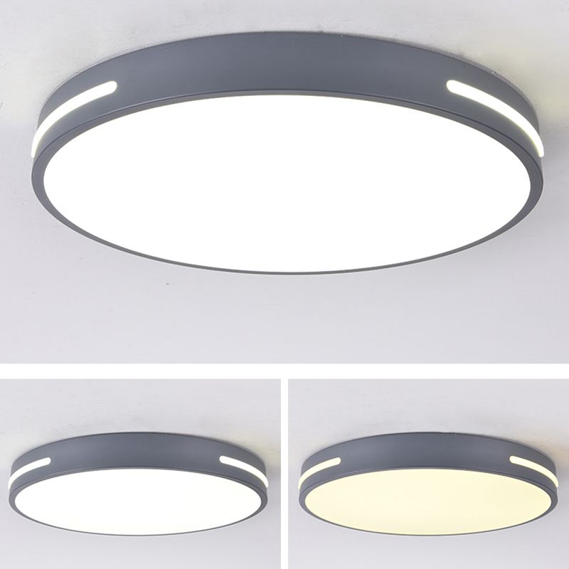 Plafonnier LED en fer laqué dans un style moderne et concis, plafonnier circulaire en acrylique en forme de macaron