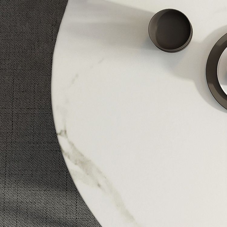 Sintered Stone Top Extendable Round Table for Restaurant Modern Dining Table in White with 4 Legs