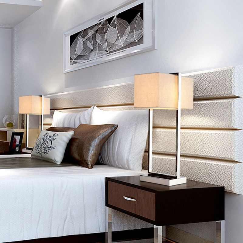 LED Rectangular Reading Book Light Modernism Fabric Task Lighting in Beige for Bedroom