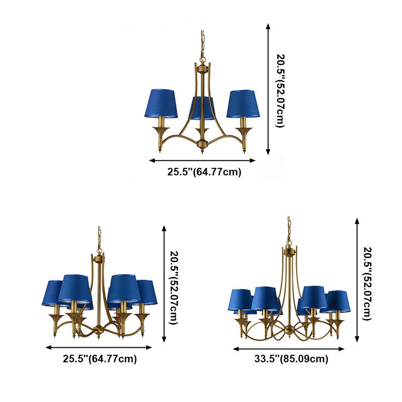Multi-Head Chandelier Lighting Fixtures Traditional Chandelier Pendant Light with Fabric Shade
