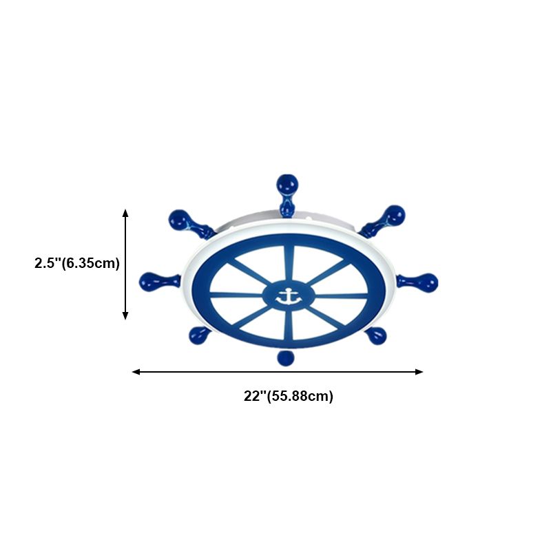 Blue LED Ceiling Light in Kids Style Circular Flush Mount with Acrylic Shade