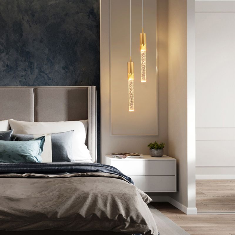 LED Crystal Chandelier Pendant Light Simple Modern Style Living Room Hanging Light Fixture