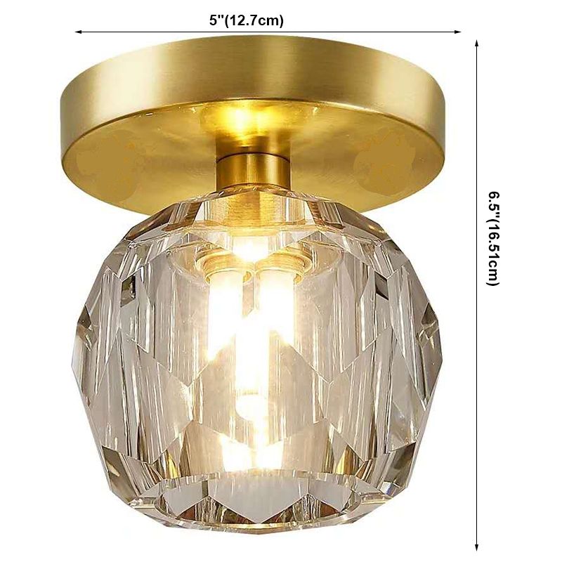 Crystal Round Ceiling Flush Mount Light Simplicity Style Ceiling Mounted Light in Gold
