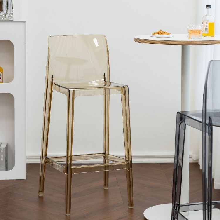 Modern Armless Backrest Counter Stool Acrylic Cashier Bar Stool with Pedal
