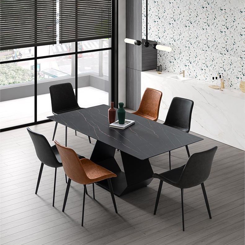 Industrial Upholstered Armless Chair Kitchen Parsons Faux Leather Side Chair