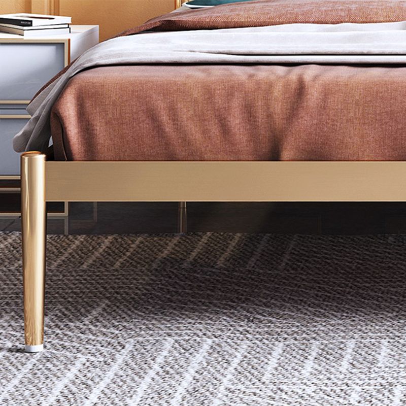 Glam Golden Finish Metallic Bed Wire-Grid Iron Bed Frame with Headboard