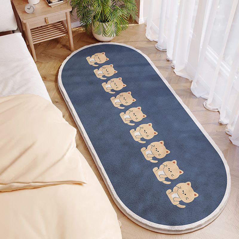 Dark Blue Carpet Polyester Whale Carpet Non-Slip Backing Carpet for Home Decor
