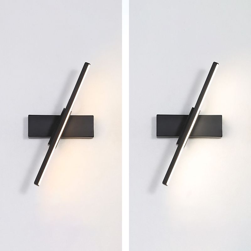 Modern Metal Wall Light Straight Rotatable 12" Wide Wall Sconce for Bedroom