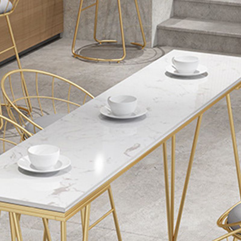 Modern Bar-height Table Faux Marble Top Bistro Pub Table with Gold Base