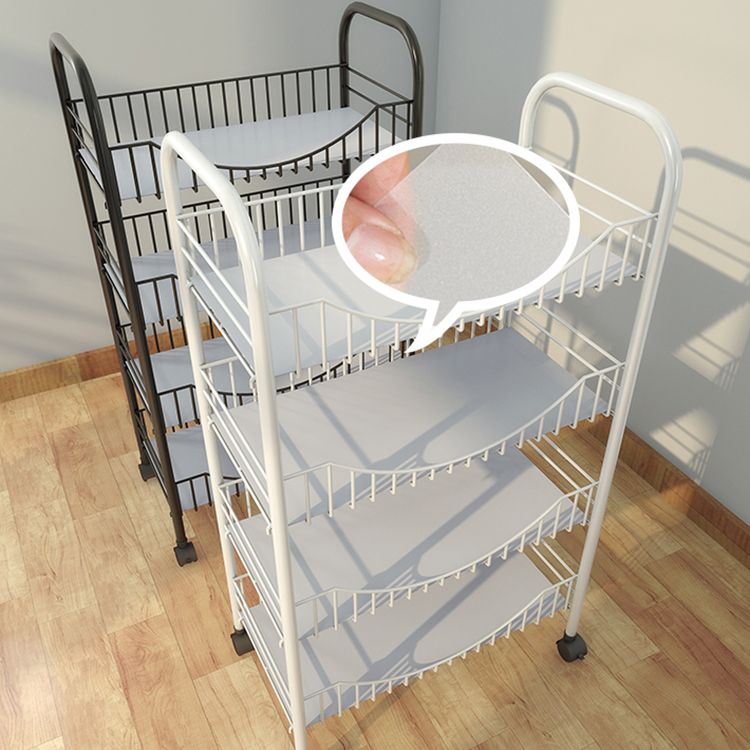 Modern Style Steel Bookcase with Wheels Open Bookshelf for Living Room