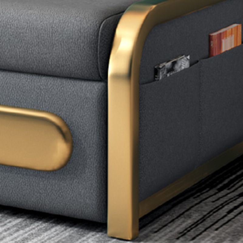 Modern 33.4" H Faux Leather Armless Sofa Bed For Living Room