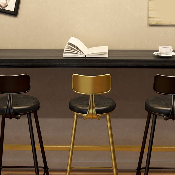 Industrial Bistro Bar Table Rectangle Solid Wood Bar Table with Gold Frame