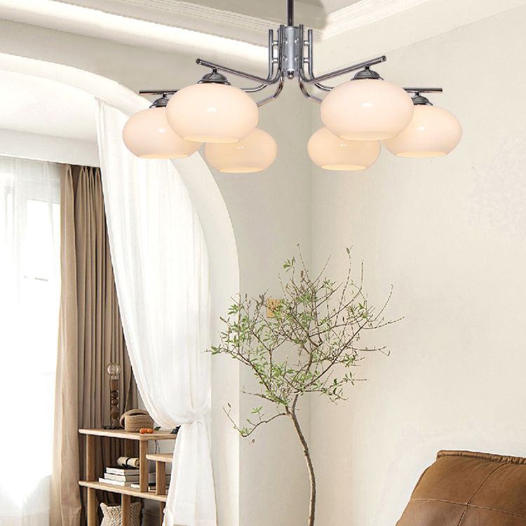 Modern Silver Ceiling Hung Fixture Starburst Glass Down Lighting Pendant