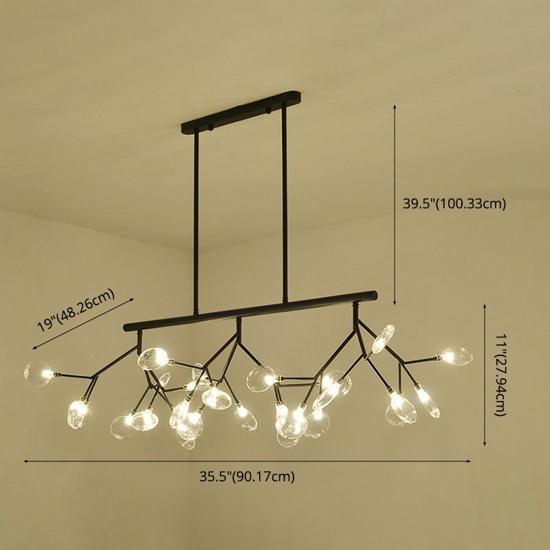 Luz de la isla de Firefly creativa moderna Luz colgante de hierro forjado Sputnik con sombra acrílica