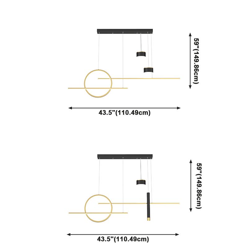 Zeitgenössische lineare Kronleuchterbeleuchtung Metall Island Deckenleuchte für Küche