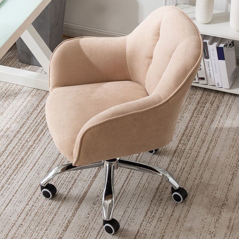 Mid Back Office Chair Rotatable Upholstered Desk Chair with Wheels