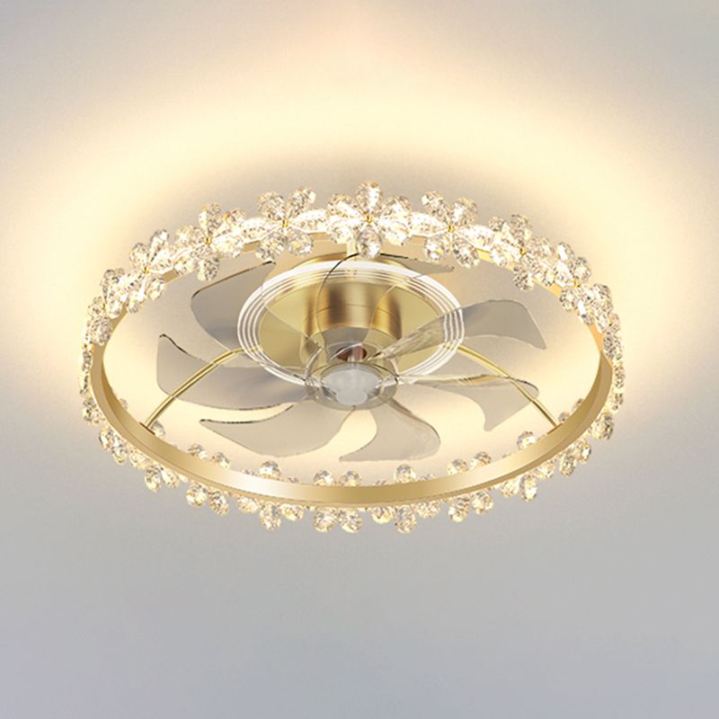 Modern Style Ceiling Fan Lamp Metal Ceiling Fan Lighting in Golden for Bedroom