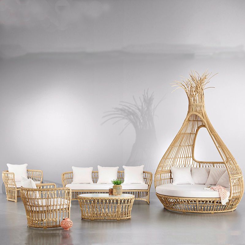 Arc Shape Outdoor Sofa Tropical Shape Willow Vine Seating in Wood