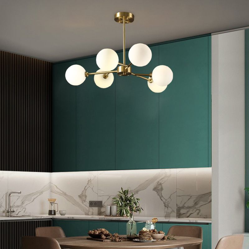 Glass Gold Chandelier in Modern Artistic Style Copper Globe Pendant Light for Interior Spaces