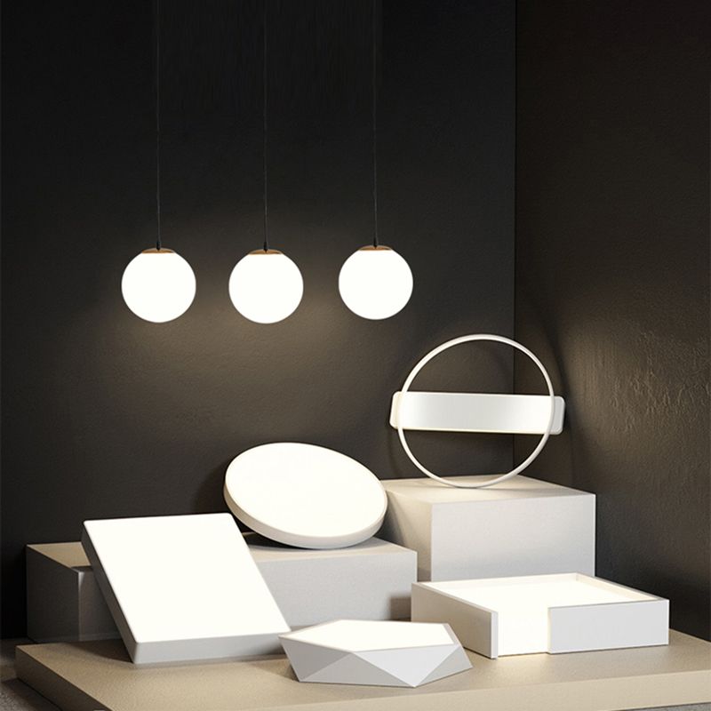 1 globe léger peinnant plafonniers industriels en verre de lait en verre pendant luminaires pour le restaurant