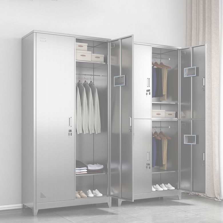 Stainless Steel Modern Storage Cabinet Chrome Metal Cabinet with Hinged Doors