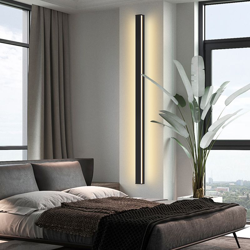 Modern Metal Wall Sconce Linear Shape Vanity Lamp with Plastic Shade for Bathroom