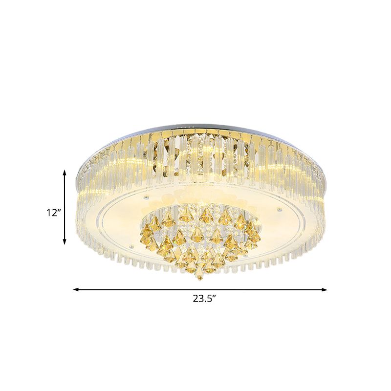 Hollowed Out Drum LED Flush Ceiling Light Modernism Clear Crystal Flush Mount Lighting Fixture