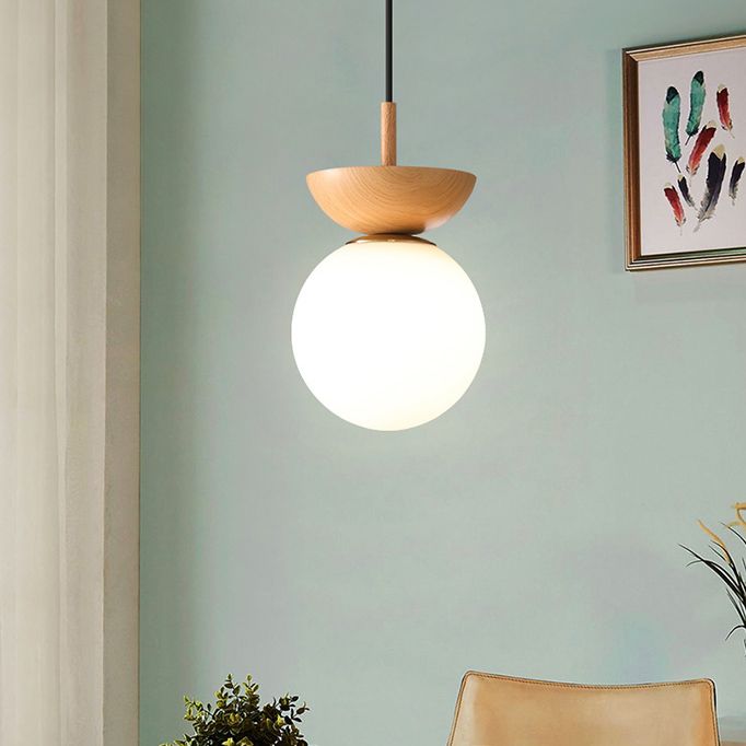 1 Licht 6 "breite Anhänger-Beleuchtungsanlage mit weißem Globus-Glasschatten für das Restaurant