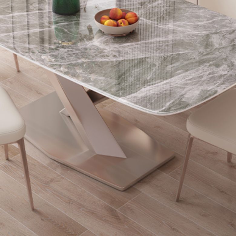 Rectangular Dining Table White Stone Table Top for Dining Room
