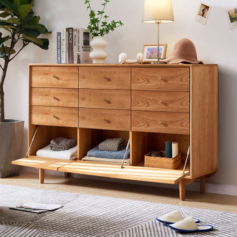 Traditional Horizontal Double Dresser Wood Storage Dresser with Drawers for Home