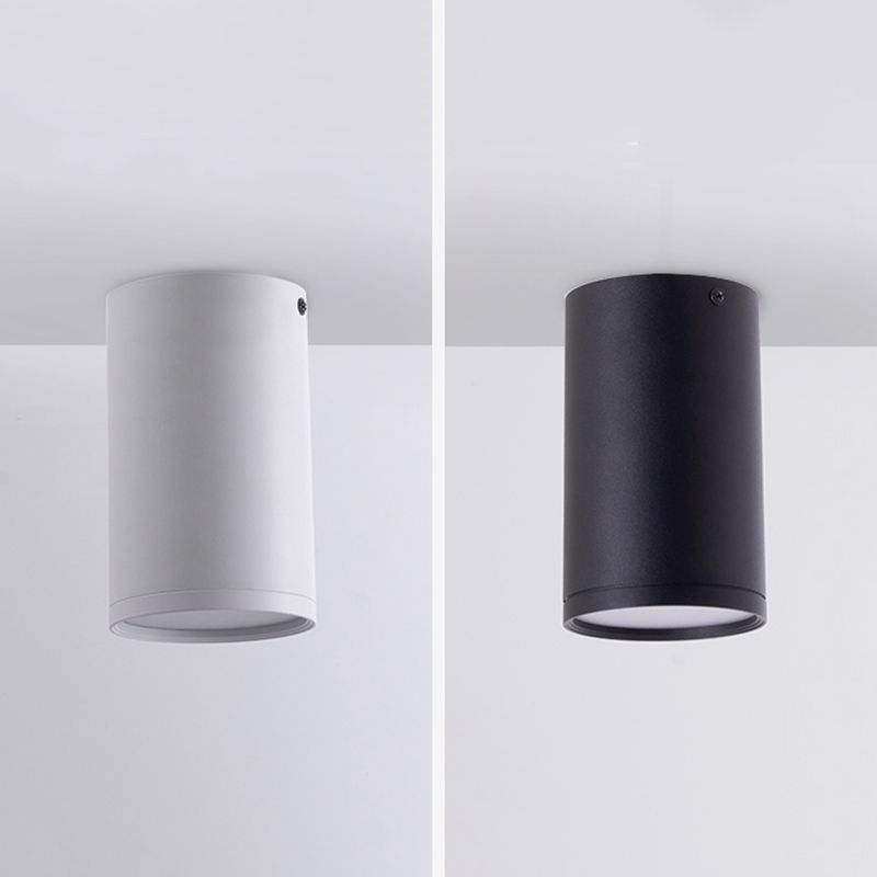 Modern Concise LED Flush Mount Aluminium Cylindrical Ceiling Light with Acrylic Shade
