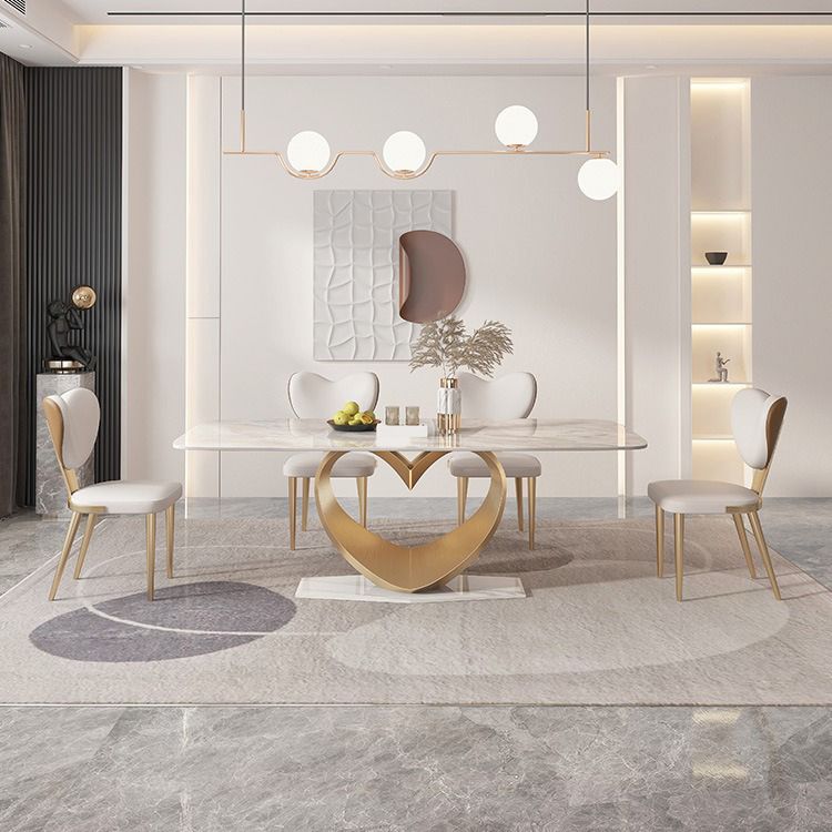 Luxury Sintered Stone Top Dining Set Rectangle 1/4/5/7/9 Pieces Dinette Table Set