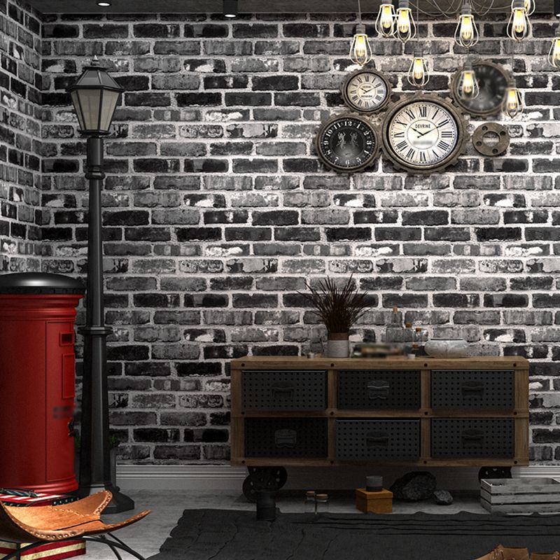 Industrial Brick Wallpaper Roll Dark Color Dining Room Wall Decor, 33' L x 20.5" W