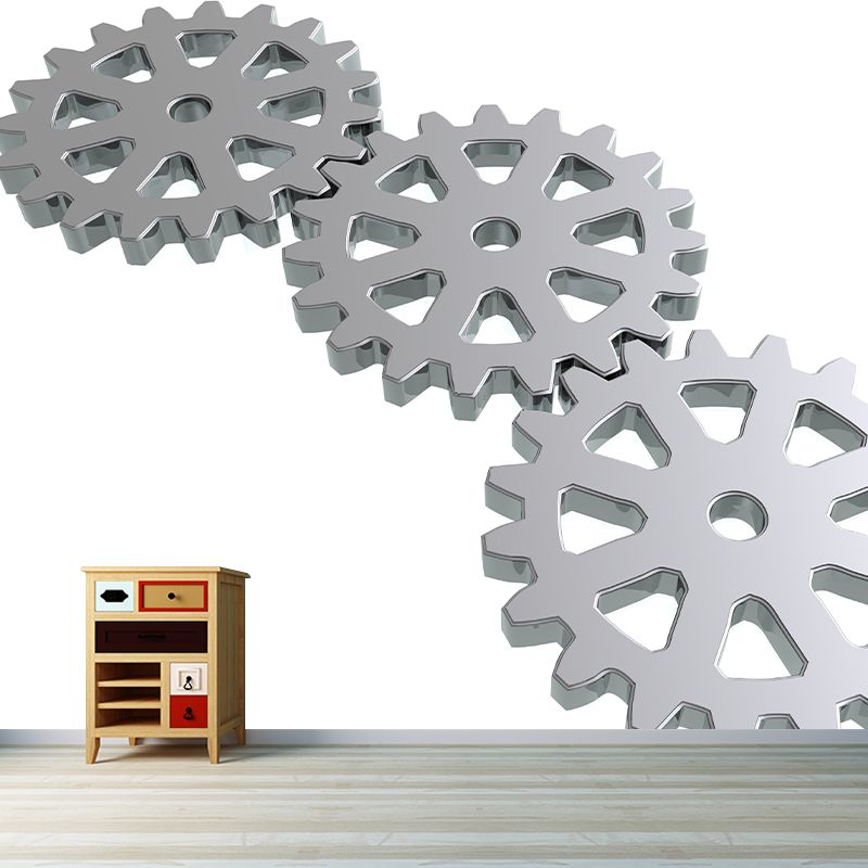 Metal Gear Wall Mural Wallpaper Contemporary for Living Room Decoration