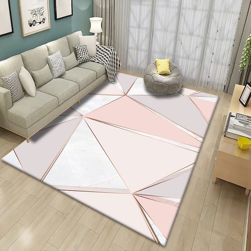 Creative Asymmetric Pattern Indoor Rug Modern Trendy Polyester Rug Easy Care Non-Slip Backing Area Carpet for Living Room