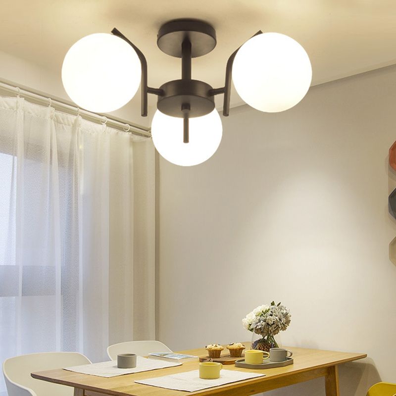 Black Ceiling Mounted Fixture Simple Globe Glass Living Room Ceiling Light