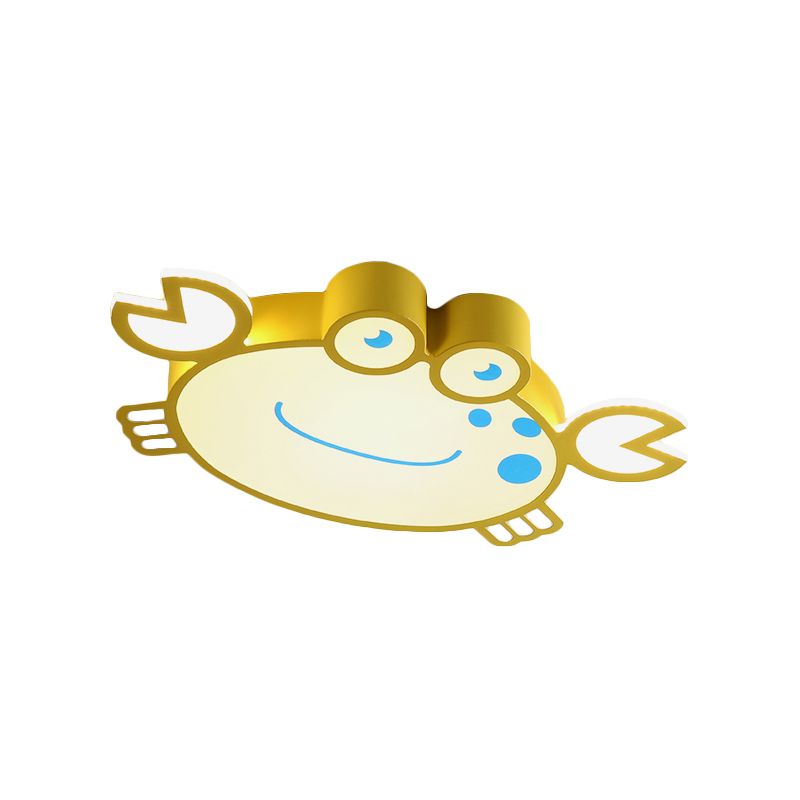 Yellow Finish Crab Shape Flush Mounted Light Cartoon LED Acrylic Flush Ceiling Lamp Fixture
