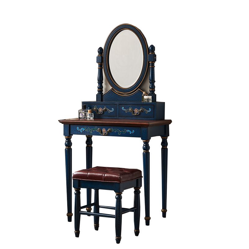 Victorian Makeup Vanity Desk Bedroom Dressing Table Stool Set with Drawer